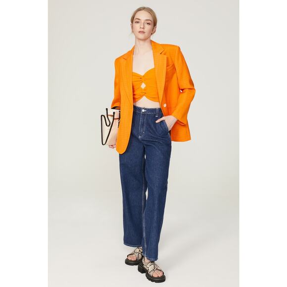 Sandro Jackets & Blazers - SANDRO Orange Crepe Collar Front Button Long Sleeves Harper Blazer Size 36